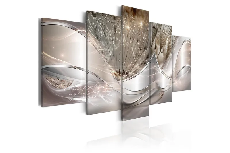 Tavla Sparkling Dandelions 5 Parts Beige Wide 100x50, Artgeist sp. z o. o.