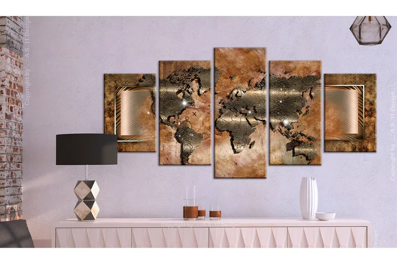 Tavla Steel Map 100x50 - Artgeist sp. z o. o. - Inredning - Tavlor & konst - Canvastavlor