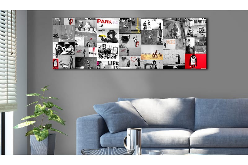 Tavla Street Art Banksy Ii 120x40 cm - Inredning - Tavlor & konst - Canvastavlor