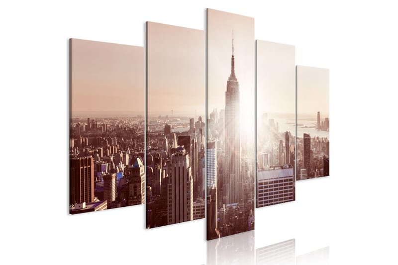 Tavla Sun Over Manhattan 5 Parts Wide Brown 100x50, Artgeist sp. z o. o.