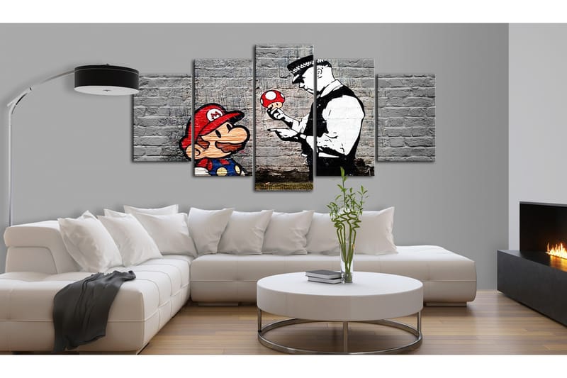 Tavla Super Mario Mushroom Cop Banksy 100x50 - Artgeist sp. z o. o. - Inredning - Tavlor & konst - Canvastavlor
