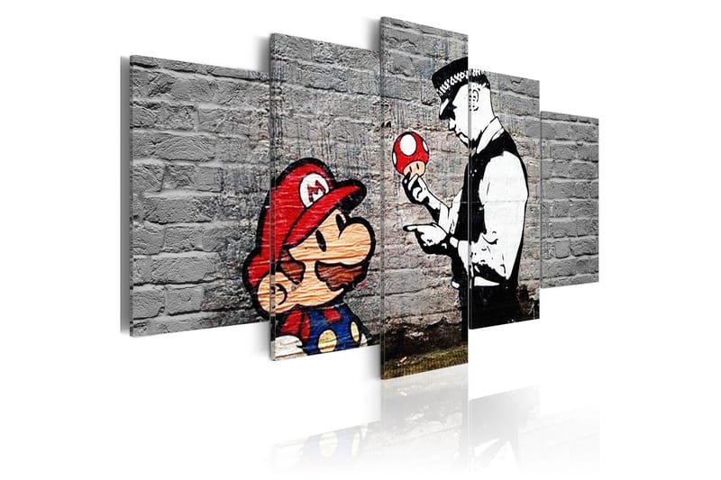 Tavla Super Mario Mushroom Cop Banksy 100x50 - Artgeist sp. z o. o. - Inredning - Tavlor & konst - Canvastavlor