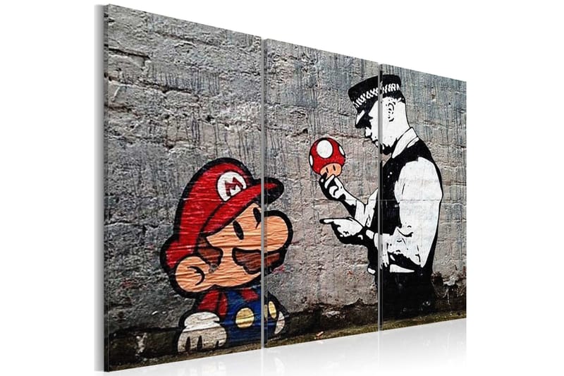 Tavla Super Mario Mushroom Cop By Banksy 90x60 - Artgeist sp. z o. o. - Inredning - Tavlor & konst - Canvastavlor