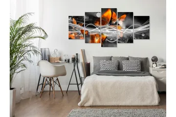 Tavla Swarm Of Butterflies 5 Parts Wide Grey 100x50 - Artgeist sp. z o. o. - Inredning - Tavlor & konst - Canvastavlor
