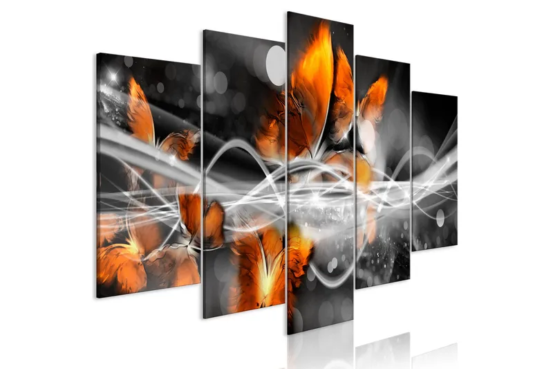 Tavla Swarm Of Butterflies 5 Parts Wide Grey 100x50, Artgeist sp. z o. o.