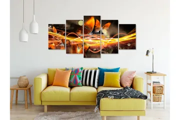Tavla Swarm Of Butterflies 5 Parts Wide Orange 200x100 - Artgeist sp. z o. o. - Inredning - Tavlor & konst - Canvastavlor
