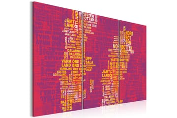 Tavla Text Karta Över Sverige Rosa Bakgrund 120x80 - Artgeist sp. z o. o. - Inredning - Tavlor & konst - Canvastavlor