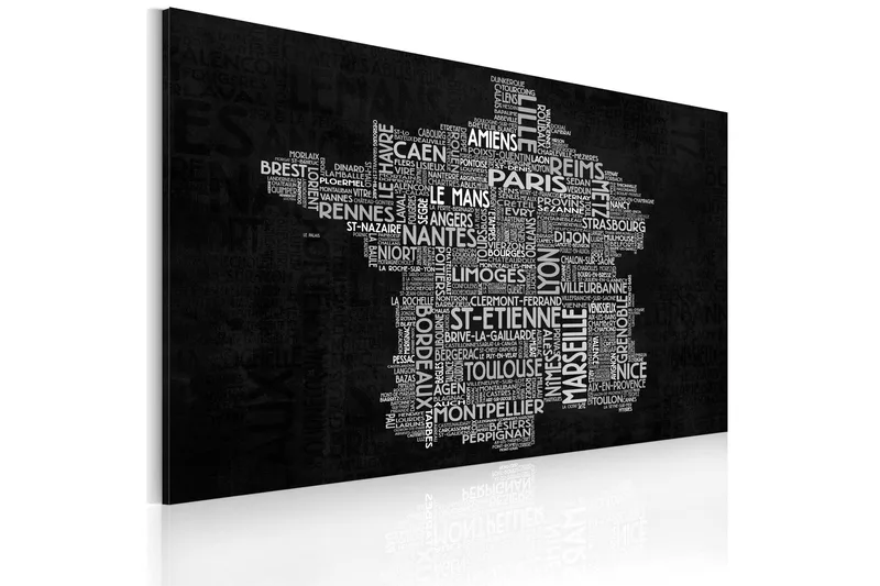 Tavla Text Map Of France On The Blackboard 60x40 - Artgeist sp. z o. o. - Inredning - Tavlor & konst - Canvastavlor