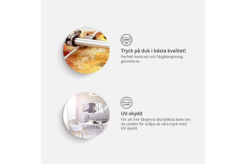 Tavla Text Map Of France Triptych 60x40 - Artgeist sp. z o. o. - Inredning - Tavlor & konst - Canvastavlor
