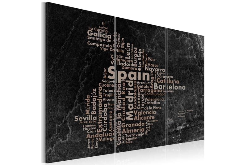 Tavla Text Map Of Spain On The Blackboard Triptych 60x40, Artgeist sp. z o. o.