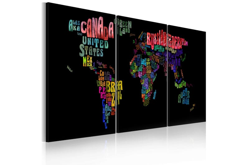 Tavla Text Världskarta 120x60, Artgeist sp. z o. o.