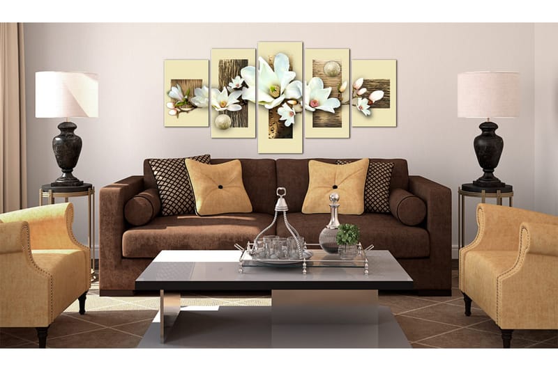 Tavla Texture And Magnolia 100x50 - Artgeist sp. z o. o. - Inredning - Tavlor & konst - Canvastavlor