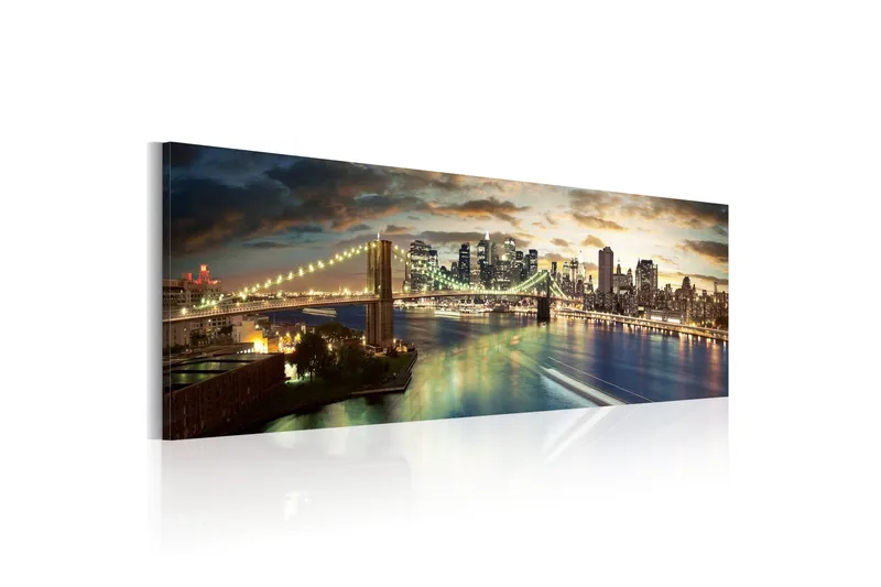 Tavla The East River At Night 120x40, Artgeist sp. z o. o.