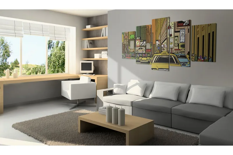 Tavla The Streets Of New York City In Cartoons 200x100 - Artgeist sp. z o. o. - Inredning - Tavlor & konst - Canvastavlor