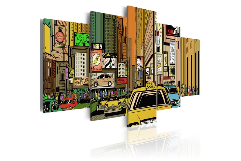 Tavla The Streets Of New York City In Cartoons 200x100 - Artgeist sp. z o. o. - Inredning - Tavlor & konst - Canvastavlor