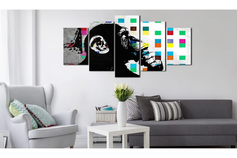 Tavla The Thinker Monkey Banksy 200x100 - Artgeist sp. z o. o. - Inredning - Tavlor & konst - Canvastavlor