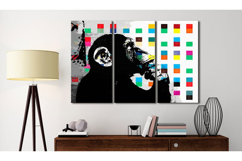 Tavla The Thinker Monkey By Banksy 120x80 - Artgeist sp. z o. o. - Inredning - Tavlor & konst - Canvastavlor