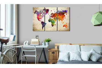 Tavla The World's Map In Watercolor 120x80 - Artgeist sp. z o. o. - Inredning - Tavlor & konst - Canvastavlor
