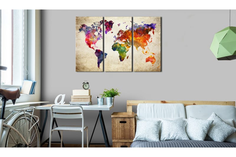 Tavla The World's Map In Watercolor 120x80 - Artgeist sp. z o. o. - Inredning - Tavlor & konst - Canvastavlor