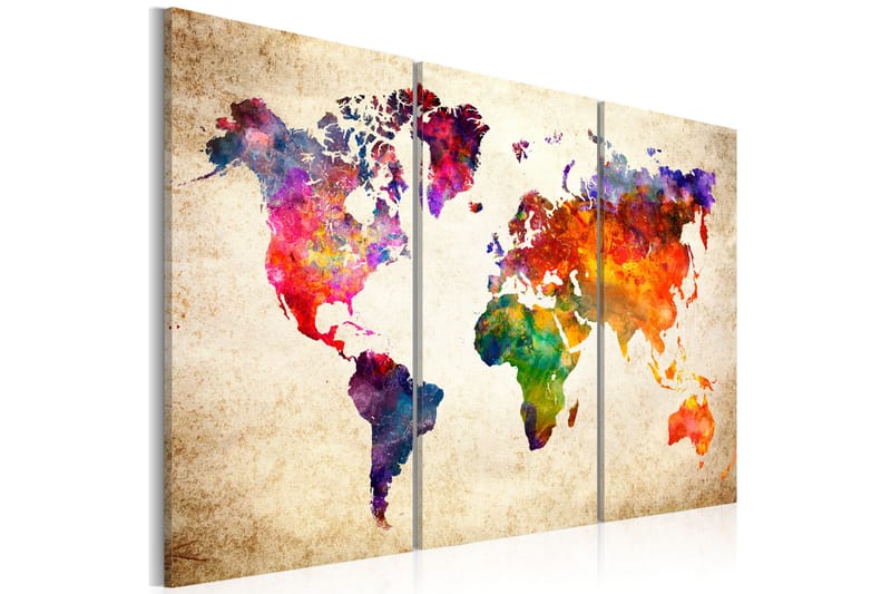 Tavla The World's Map In Watercolor 120x80 - Artgeist sp. z o. o. - Inredning - Tavlor & konst - Canvastavlor