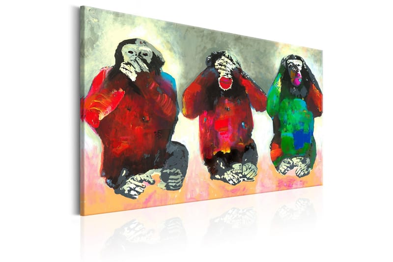 Tavla Three Wise Monkeys 60x40 - Artgeist sp. z o. o. - Inredning - Tavlor & konst - Canvastavlor