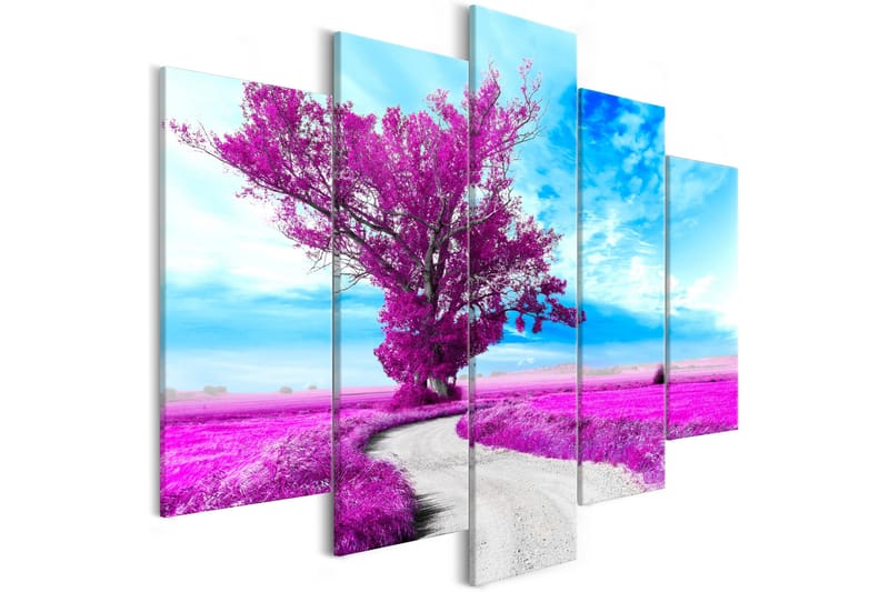 Tavla Tree Near The Road 5 Parts Violet 100x50, Artgeist sp. z o. o.