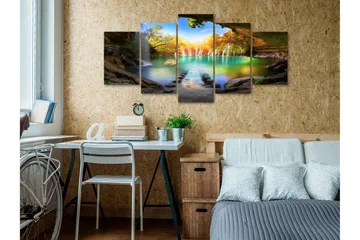 Tavla Turquoise Lake 5 Parts Wide 100x50 - Artgeist sp. z o. o. - Inredning - Tavlor & konst - Canvastavlor
