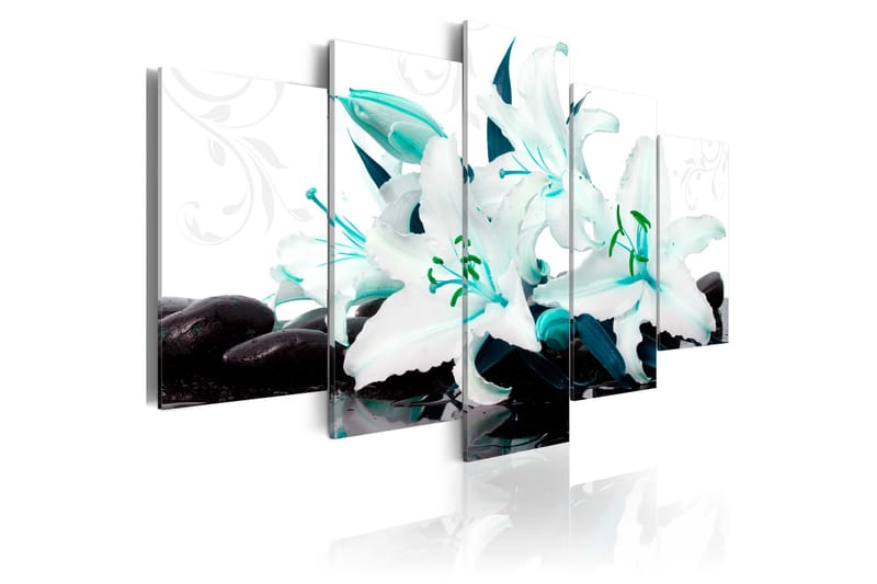 Tavla Turquoise Lilies And Stones 100x50, Artgeist sp. z o. o.