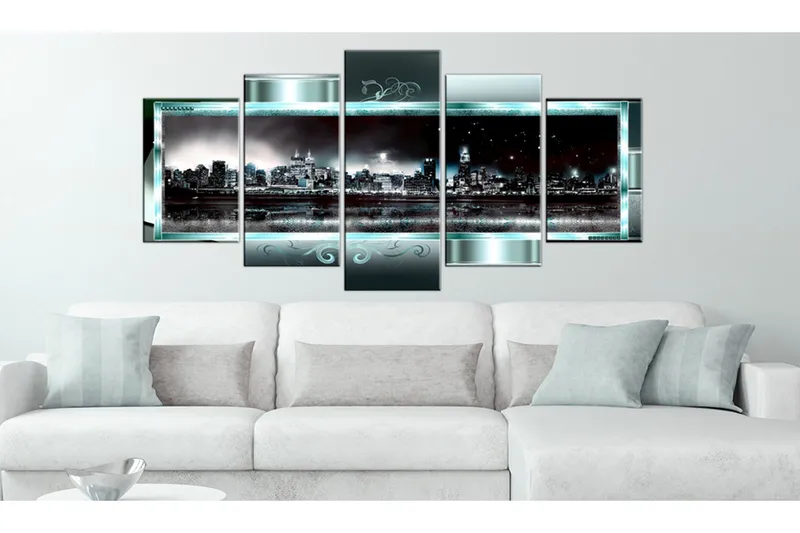 Tavla Turquoise New York Starry Night 100x50 - Artgeist sp. z o. o. - Inredning - Tavlor & konst - Canvastavlor