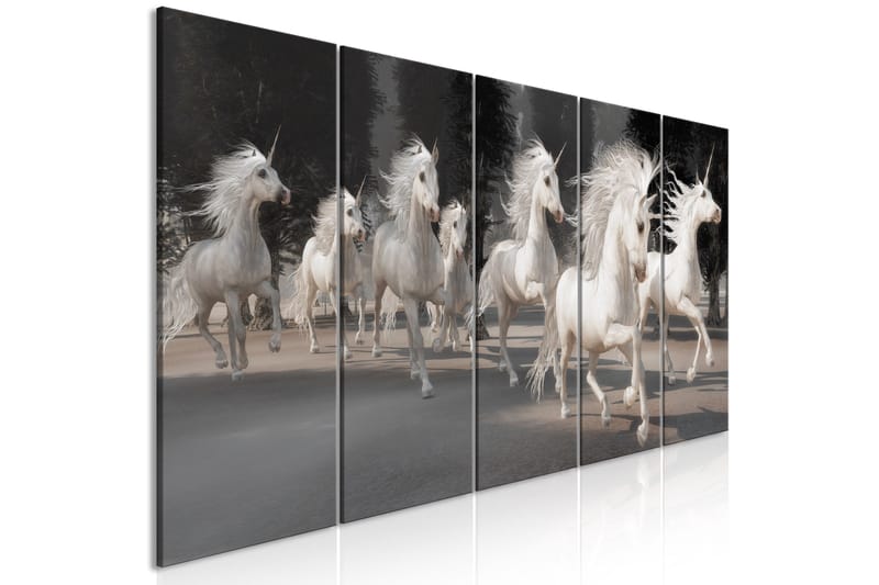 Tavla Unicorns Run 5 Parts Narrow 200x80, Artgeist sp. z o. o.