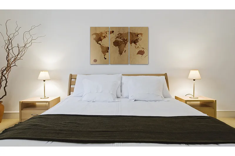 Tavla Världen Målad Med Kaffe Triptych 60x40 - Artgeist sp. z o. o. - Inredning - Tavlor & konst - Canvastavlor