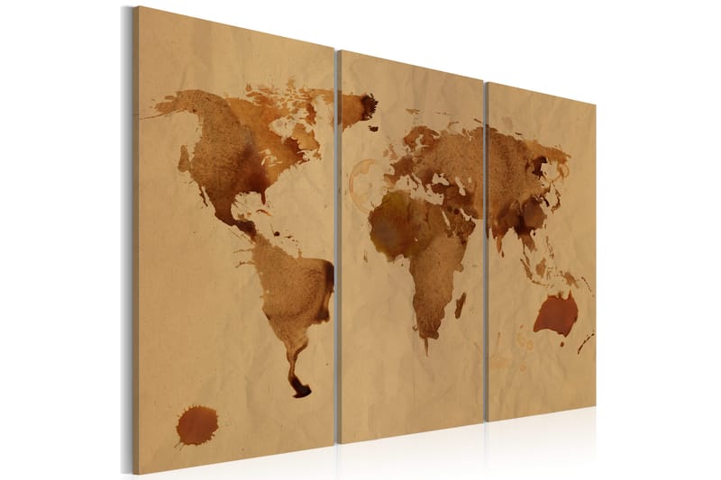 Tavla Världen målad med kaffe Triptych 90x60 - Artgeist sp. z o. o. - Inredning - Tavlor & konst - Canvastavlor
