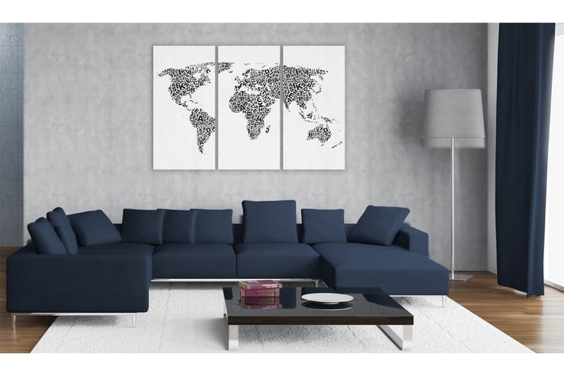 Tavla Världskartan Alfabetet Triptych 60x40 - Artgeist sp. z o. o. - Inredning - Tavlor & konst - Canvastavlor