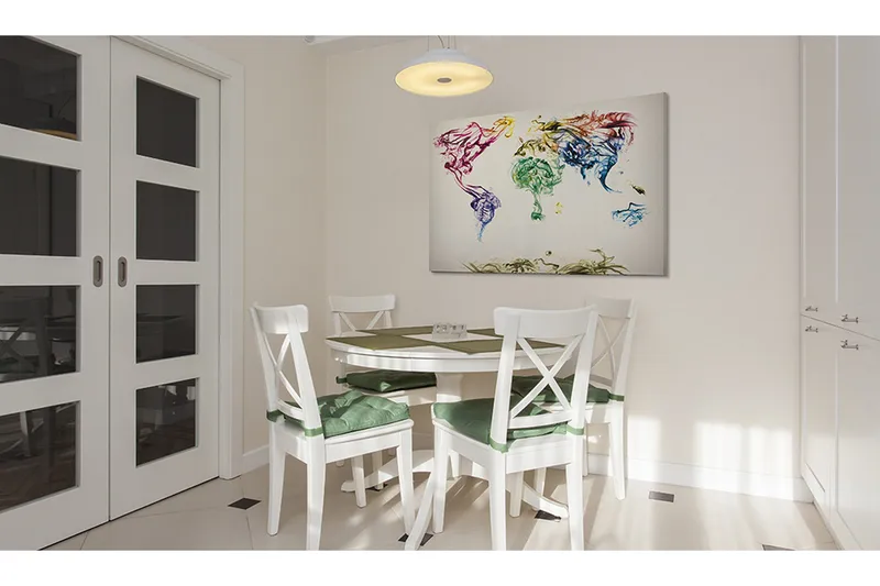 Tavla Världskartan Färgad Rök Spår 90x60 - Artgeist sp. z o. o. - Inredning - Tavlor & konst - Canvastavlor