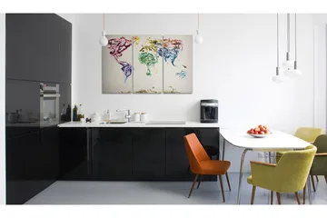 Tavla Världskartan Färgad Rök Spår Triptych 60x40 - Artgeist sp. z o. o. - Inredning - Tavlor & konst - Canvastavlor