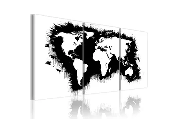 Tavla Världskartan Svart-Vitt 120x60 - Artgeist sp. z o. o. - Inredning - Tavlor & konst - Canvastavlor