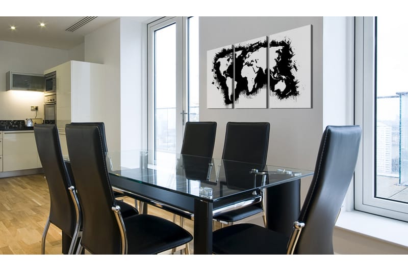 Tavla Världskartan Svart-Vitt 60x30 - Artgeist sp. z o. o. - Inredning - Tavlor & konst - Canvastavlor