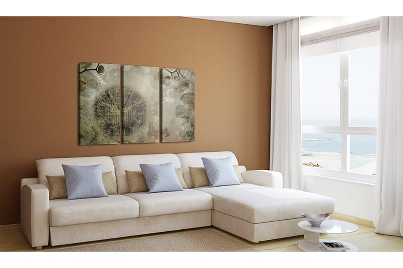 Tavla Vintage, clock and orchid triptych 90x60 - Artgeist sp. z o. o. - Inredning - Tavlor & konst - Canvastavlor