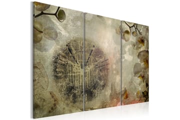 Tavla Vintage Clock And Orchid Triptych 120x80