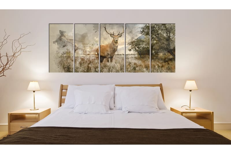 Tavla Watercolour Deer 225x90 - Artgeist sp. z o. o. - Canvastavlor