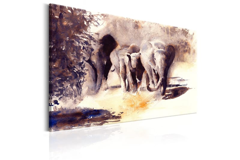 Tavla Watercolour Elephants 90x60 - Artgeist sp. z o. o. - Inredning - Tavlor & konst - Canvastavlor
