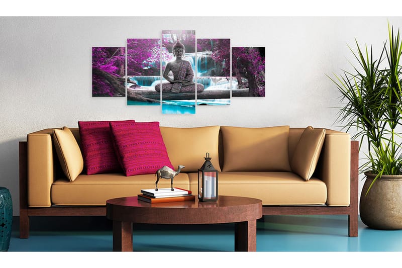 Tavla Waterfall And Buddha 200x100 - Artgeist sp. z o. o. - Inredning - Tavlor & konst - Canvastavlor