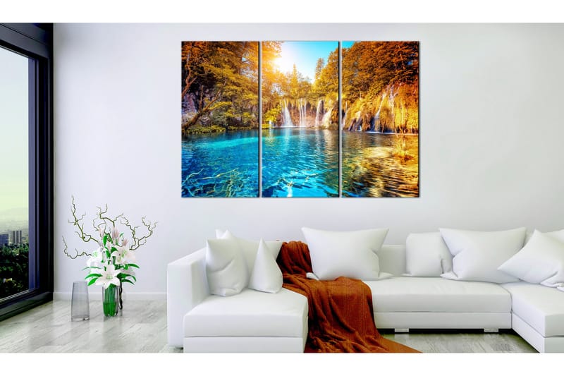 Tavla Waterfalls Of Sunny Forest 90x60 - Artgeist sp. z o. o. - Inredning - Tavlor & konst - Canvastavlor