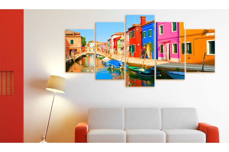 Tavla Waterfront In Rainbow Colors 200x100 - Artgeist sp. z o. o. - Inredning - Tavlor & konst - Canvastavlor
