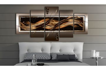 Tavla Wave Of Fire 200x100 - Brun/Beige/Guld - Inredning - Tavlor & konst - Canvastavlor