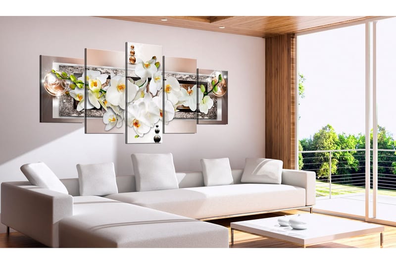 Tavla White Abstract Orchid 200x100 - Artgeist sp. z o. o. - Inredning - Tavlor & konst - Canvastavlor