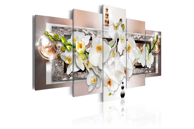 Tavla White Abstract Orchid 200x100, Artgeist sp. z o. o.
