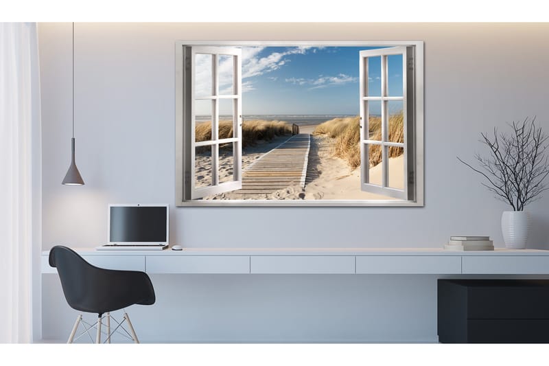 Tavla Window: View of the Beach 120x80, Artgeist sp. z o. o.