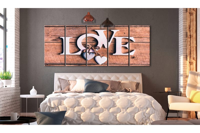 Tavla Wooden Letters 5 Parts Narrow 225x90 - Artgeist sp. z o. o. - Inredning - Tavlor & konst - Canvastavlor