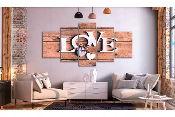 Tavla Wooden Letters 5-Parts Wide 100x50 - Artgeist sp. z o. o. - Inredning - Tavlor & konst - Canvastavlor